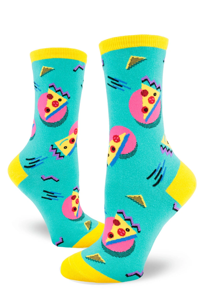 Rad 80s Pizza Vibes Crew Neck Tee for Women